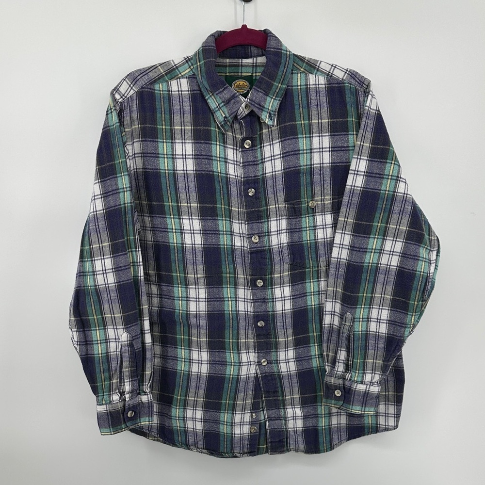 VTG Cabela's Workwear Coastal Heritage Classic Retro Plaid Shirt Blue/Green SzL